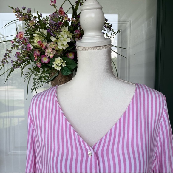 •Jane and Delancey• Pink Stripe Peplum Blouse - Size Large - Picture 3 of 9